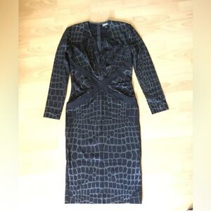 Just Cavalli Blue Long Sleeve V-Neck Sheath Dress / New without tag